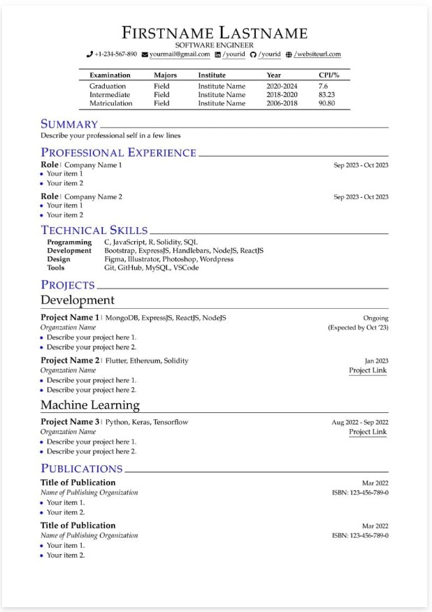 Template CV Template Académique 2