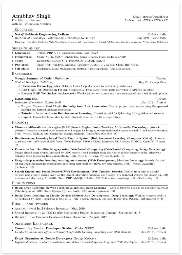 Template CV Template Académique 7