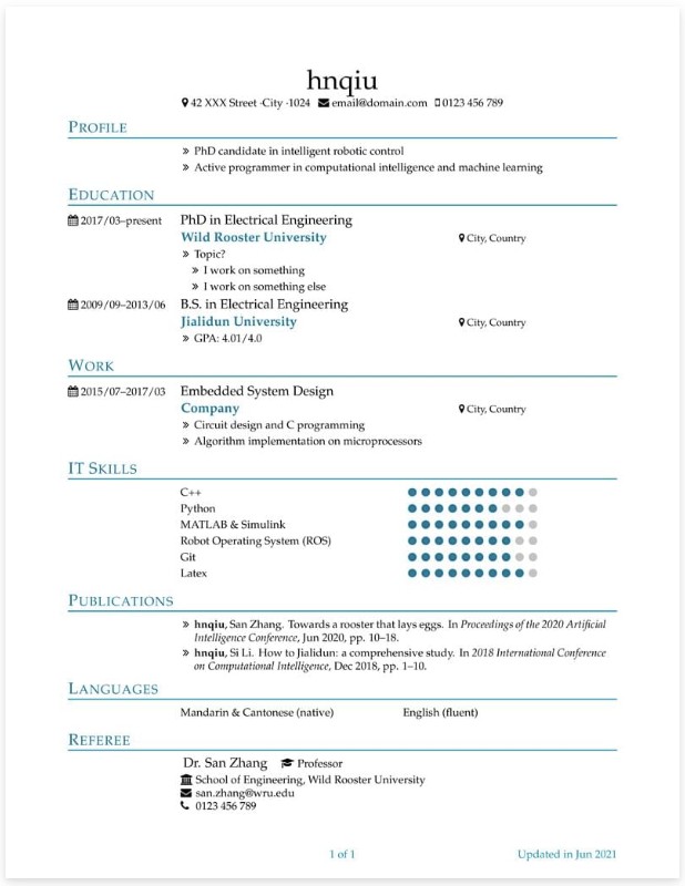 Template CV Template Académique 8