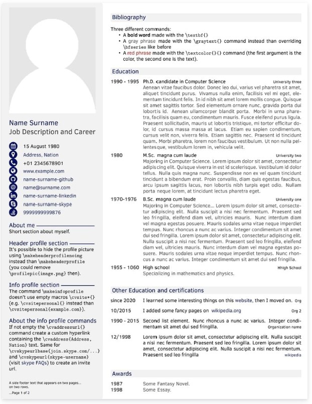 Template CV Template Académique 9